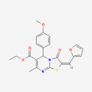 (E)-ethyl 2-(furan-2-ylmethylene)-5-(4-methoxyphenyl)-7-methyl-3-oxo-3,5-dihydro-2H-thiazolo[3,2-a]pyrimidine-6-carboxylate