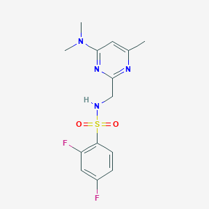 molecular formula C14H16F2N4O2S B2697030 N-((4-(dimethylamino)-6-methylpyrimidin-2-yl)methyl)-2,4-difluorobenzenesulfonamide CAS No. 1798032-49-1