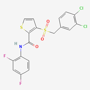 molecular formula C18H11Cl2F2NO3S2 B2697031 3-[(3,4-二氯苯甲基)磺酰]-N-(2,4-二氟苯基)-2-噻吩羧酰胺 CAS No. 251097-76-4