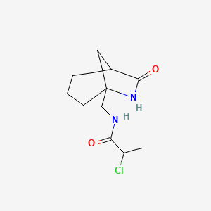 molecular formula C11H17ClN2O2 B2697033 2-Chloro-N-[(7-oxo-6-azabicyclo[3.2.1]octan-5-yl)methyl]propanamide CAS No. 2411245-40-2