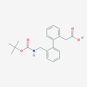 molecular formula C20H23NO4 B2697035 2-(2'-(((tert-Butoxycarbonyl)amino)methyl)-[1,1'-biphenyl]-2-yl)acetic acid CAS No. 158066-12-7