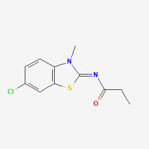 molecular formula C11H11ClN2OS B2697036 N-(6-chloro-3-methyl-1,3-benzothiazol-2-ylidene)propanamide CAS No. 476317-63-2