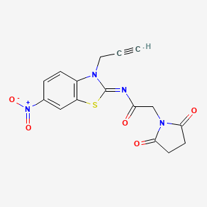 molecular formula C16H12N4O5S B2697038 (Z)-2-(2,5-dioxopyrrolidin-1-yl)-N-(6-nitro-3-(prop-2-yn-1-yl)benzo[d]thiazol-2(3H)-ylidene)acetamide CAS No. 865181-70-0