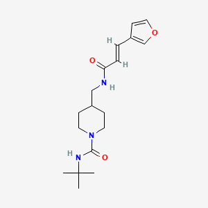 molecular formula C18H27N3O3 B2697040 (E)-N-(叔丁基)-4-((3-(呋喃-3-基)丙烯酰胺基)甲基)哌啶-1-甲酰胺 CAS No. 1798406-94-6