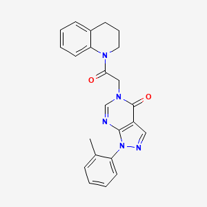 molecular formula C23H21N5O2 B2697041 5-[2-(3,4-dihydro-2H-quinolin-1-yl)-2-oxoethyl]-1-(2-methylphenyl)pyrazolo[3,4-d]pyrimidin-4-one CAS No. 887456-93-1