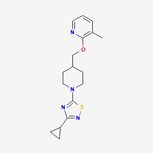 molecular formula C17H22N4OS B2697047 2-{[1-(3-Cyclopropyl-1,2,4-thiadiazol-5-yl)piperidin-4-yl]methoxy}-3-methylpyridine CAS No. 2198895-98-4