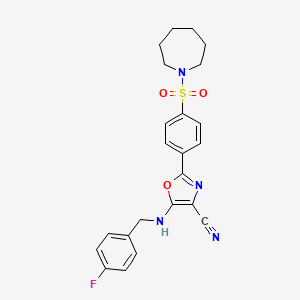 2-[4-(AZEPANE-1-SULFONYL)PHENYL]-5-{[(4-FLUOROPHENYL)METHYL]AMINO}-1,3-OXAZOLE-4-CARBONITRILE