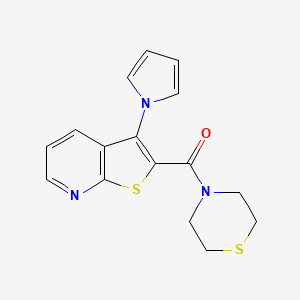 molecular formula C16H15N3OS2 B2697055 (3-(1H-pyrrol-1-yl)thieno[2,3-b]pyridin-2-yl)(thiomorpholino)methanone CAS No. 1112279-76-1