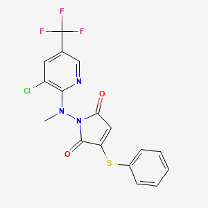 molecular formula C17H11ClF3N3O2S B2697056 1-[[3-氯-5-(三氟甲基)-2-吡啶基](甲基)氨基]-3-(苯基硫代)-1H-吡咯-2,5-二酮 CAS No. 338772-53-5