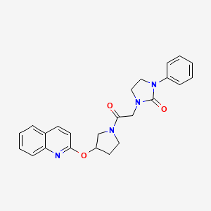 molecular formula C24H24N4O3 B2697059 1-(2-Oxo-2-(3-(quinolin-2-yloxy)pyrrolidin-1-yl)ethyl)-3-phenylimidazolidin-2-one CAS No. 1904096-72-5