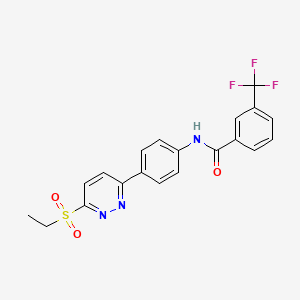 molecular formula C20H16F3N3O3S B2697061 N-(4-(6-(乙基磺酰)嘧啶-3-基)苯基)-3-(三氟甲基)苯甲酰胺 CAS No. 1005294-68-7