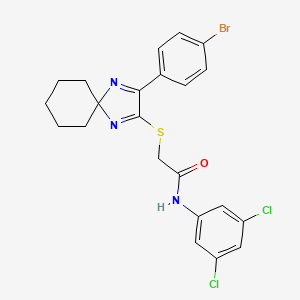 molecular formula C22H20BrCl2N3OS B2697068 2-{[3-(4-溴苯基)-1,4-二氮杂螺[4.5]癸-1,3-二烯-2-基]硫基}-N-(3,5-二氯苯基)乙酰胺 CAS No. 899918-06-0