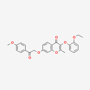 molecular formula C27H24O7 B2697076 3-(2-乙氧苯氧基)-7-[2-(4-甲氧基苯基)-2-氧代乙氧基]-2-甲基香豆素-4-酮 CAS No. 858761-23-6