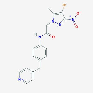 molecular formula C18H16BrN5O3 B269708 2-{4-bromo-3-nitro-5-methyl-1H-pyrazol-1-yl}-N-[4-(pyridin-4-ylmethyl)phenyl]acetamide 