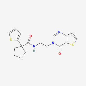 N-(2-(4-oxothieno[3,2-d]pyrimidin-3(4H)-yl)ethyl)-1-(thiophen-2-yl)cyclopentanecarboxamide