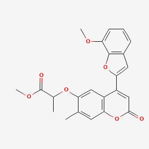 molecular formula C23H20O7 B2697082 methyl 2-{[4-(7-methoxy-1-benzofuran-2-yl)-7-methyl-2-oxo-2H-chromen-6-yl]oxy}propanoate CAS No. 898406-21-8