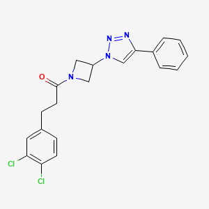 molecular formula C20H18Cl2N4O B2697083 3-(3,4-dichlorophenyl)-1-(3-(4-phenyl-1H-1,2,3-triazol-1-yl)azetidin-1-yl)propan-1-one CAS No. 2034265-72-8