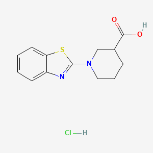 molecular formula C13H15ClN2O2S B2697085 1-(1,3-benzothiazol-2-yl)piperidine-3-carboxylic acid hydrochloride CAS No. 2089257-08-7