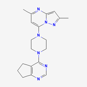 molecular formula C19H23N7 B2697100 1-{5H,6H,7H-cyclopenta[d]pyrimidin-4-yl}-4-{2,5-dimethylpyrazolo[1,5-a]pyrimidin-7-yl}piperazine CAS No. 2415471-79-1