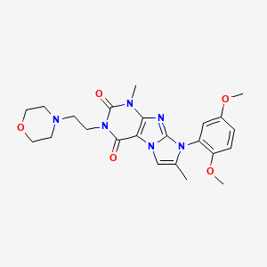 molecular formula C23H28N6O5 B2697112 8-(2,5-dimethoxyphenyl)-1,7-dimethyl-3-(2-morpholinoethyl)-1H-imidazo[2,1-f]purine-2,4(3H,8H)-dione CAS No. 896307-59-8