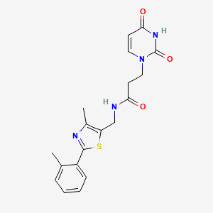 molecular formula C19H20N4O3S B2697117 3-(2,4-二氧代-3,4-二氢嘧啶-1(2H)-基)-N-((4-甲基-2-(邻甲苯基)噻唑-5-基)甲基)丙酰胺 CAS No. 1448043-56-8