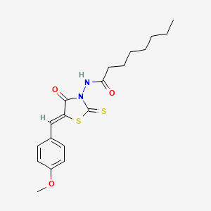 molecular formula C19H24N2O3S2 B2697125 N-[(5Z)-5-[(4-methoxyphenyl)methylidene]-4-oxo-2-sulfanylidene-1,3-thiazolidin-3-yl]octanamide CAS No. 303056-03-3