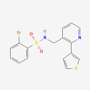 2-bromo-N-((2-(thiophen-3-yl)pyridin-3-yl)methyl)benzenesulfonamide