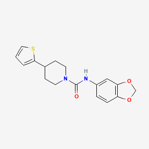 molecular formula C17H18N2O3S B2697138 N-(苯并[d][1,3]二噁杂环-5-基)-4-(噻吩-2-基)哌啶-1-甲酰胺 CAS No. 1396798-72-3