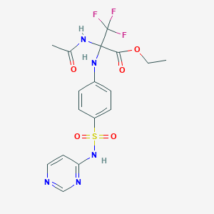 molecular formula C17H18F3N5O5S B269714 Ethyl 2-(acetylamino)-3,3,3-trifluoro-2-{4-[(4-pyrimidinylamino)sulfonyl]anilino}propanoate 