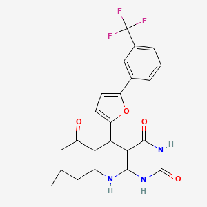 8,8-dimethyl-5-(5-(3-(trifluoromethyl)phenyl)furan-2-yl)-7,8,9,10-tetrahydropyrimido[4,5-b]quinoline-2,4,6(1H,3H,5H)-trione