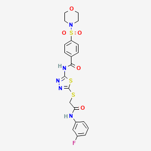 molecular formula C21H20FN5O5S3 B2697145 N-(5-((2-((3-fluorophenyl)amino)-2-oxoethyl)thio)-1,3,4-thiadiazol-2-yl)-4-(morpholinosulfonyl)benzamide CAS No. 896025-12-0