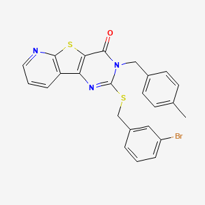 molecular formula C24H18BrN3OS2 B2697146 2-((3-bromobenzyl)thio)-3-(4-methylbenzyl)pyrido[3',2':4,5]thieno[3,2-d]pyrimidin-4(3H)-one CAS No. 1223994-67-9