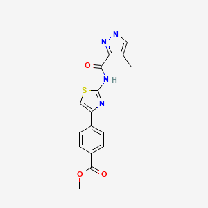 molecular formula C17H16N4O3S B2697155 甲基-4-(2-(1,4-二甲基-1H-吡唑-3-羧酰胺)噻唑-4-基)苯甲酸酯 CAS No. 1202975-05-0