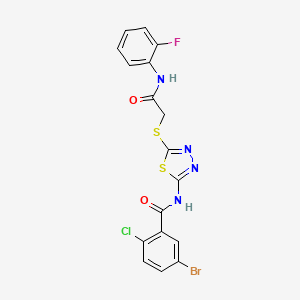 5-bromo-2-chloro-N-(5-((2-((2-fluorophenyl)amino)-2-oxoethyl)thio)-1,3,4-thiadiazol-2-yl)benzamide