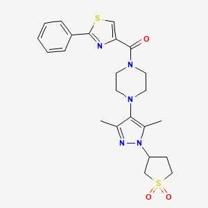 (4-(1-(1,1-dioxidotetrahydrothiophen-3-yl)-3,5-dimethyl-1H-pyrazol-4-yl)piperazin-1-yl)(2-phenylthiazol-4-yl)methanone