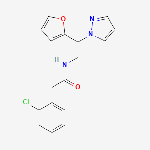 molecular formula C17H16ClN3O2 B2697173 2-(2-chlorophenyl)-N-(2-(furan-2-yl)-2-(1H-pyrazol-1-yl)ethyl)acetamide CAS No. 2034275-13-1