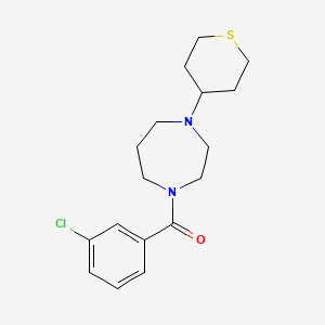 molecular formula C17H23ClN2OS B2697174 (3-Chlorophenyl)-[4-(thian-4-yl)-1,4-diazepan-1-yl]methanone CAS No. 2380040-34-4