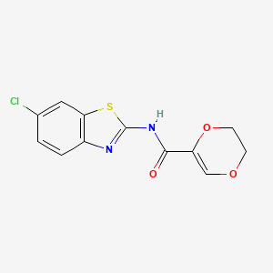 molecular formula C12H9ClN2O3S B2697185 N-(6-chlorobenzo[d]thiazol-2-yl)-5,6-dihydro-1,4-dioxine-2-carboxamide CAS No. 864937-49-5