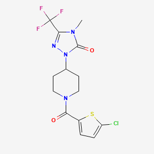 molecular formula C14H14ClF3N4O2S B2697193 1-(1-(5-chlorothiophene-2-carbonyl)piperidin-4-yl)-4-methyl-3-(trifluoromethyl)-1H-1,2,4-triazol-5(4H)-one CAS No. 2034511-52-7
