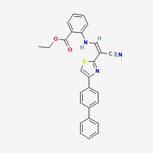 molecular formula C27H21N3O2S B2697194 (Z)-ethyl 2-((2-(4-([1,1'-biphenyl]-4-yl)thiazol-2-yl)-2-cyanovinyl)amino)benzoate CAS No. 477296-53-0
