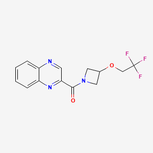 molecular formula C14H12F3N3O2 B2697197 2-[3-(2,2,2-trifluoroethoxy)azetidine-1-carbonyl]quinoxaline CAS No. 2034594-96-0