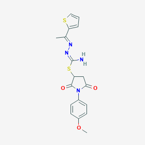 molecular formula C18H18N4O3S2 B269720 1-(4-Methoxyphenyl)-2,5-dioxo-3-pyrrolidinyl 2-[1-(2-thienyl)ethylidene]hydrazinecarbimidothioate 