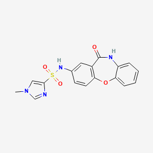 molecular formula C17H14N4O4S B2697202 1-甲基-N-(11-氧代-10,11-二氢二苯并[b,f][1,4]噁唑-2-基)-1H-咪唑-4-磺酰胺 CAS No. 1428366-24-8