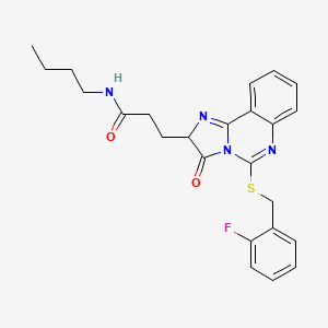 molecular formula C24H25FN4O2S B2697206 N-丁基-3-[5-((2-氟苯基)甲基硫基)-3-氧代-2H-咪唑并[1,2-c]喹唑啉-2-基]丙酰胺 CAS No. 1042906-00-2