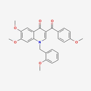 6,7-Dimethoxy-3-(4-methoxybenzoyl)-1-[(2-methoxyphenyl)methyl]quinolin-4-one