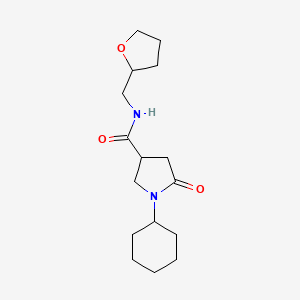 1-cyclohexyl-5-oxo-N-(oxolan-2-ylmethyl)pyrrolidine-3-carboxamide