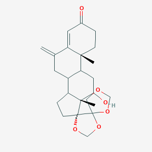 molecular formula C24H32O6 B269722 12-Hydroxy-6-methylenespiro[androst-4-ene-17,4'-[1,3,6,8]-tetraoxaspiro[4.4]nonane]-3-one 