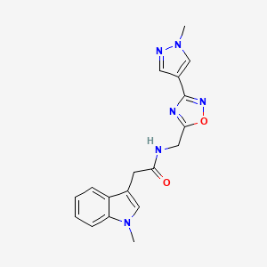 2-(1-methyl-1H-indol-3-yl)-N-((3-(1-methyl-1H-pyrazol-4-yl)-1,2,4-oxadiazol-5-yl)methyl)acetamide