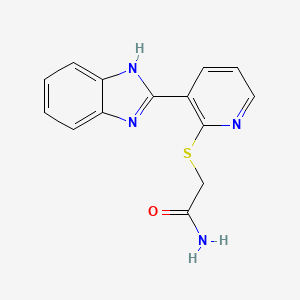 molecular formula C14H12N4OS B2697238 2-[3-(1H-benzimidazol-2-yl)pyridin-2-yl]sulfanylacetamide CAS No. 838100-67-7