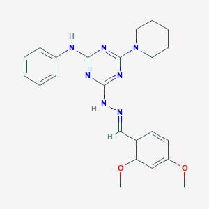 molecular formula C23H27N7O2 B269724 2,4-Dimethoxybenzaldehyde [4-anilino-6-(1-piperidinyl)-1,3,5-triazin-2-yl]hydrazone 